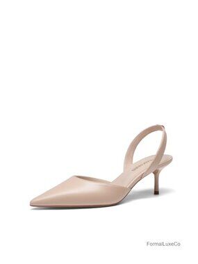 Slingback Lace Up Kitten Low Heel Closed Toe Pointed Toe Strappy Pumps Shoes